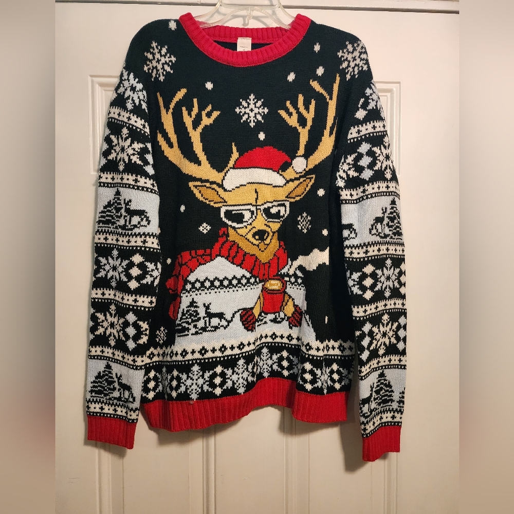 Nwot Amazon Unisex Crewneck Sweater - Black, Red, and White